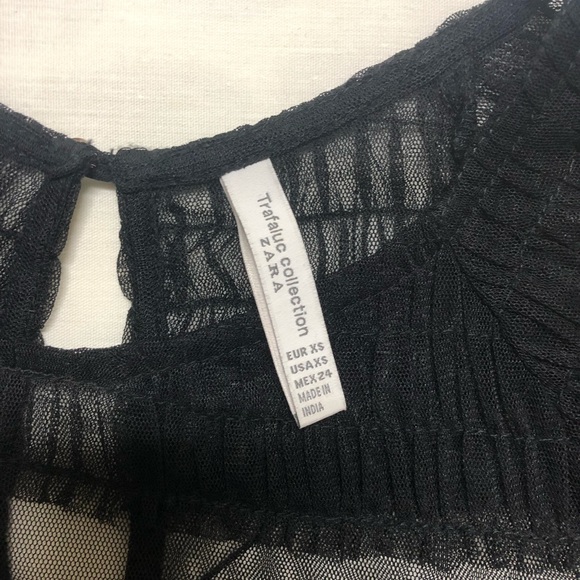 Zara Trafaluc Black Mesh smocked top - Picture 4 of 4